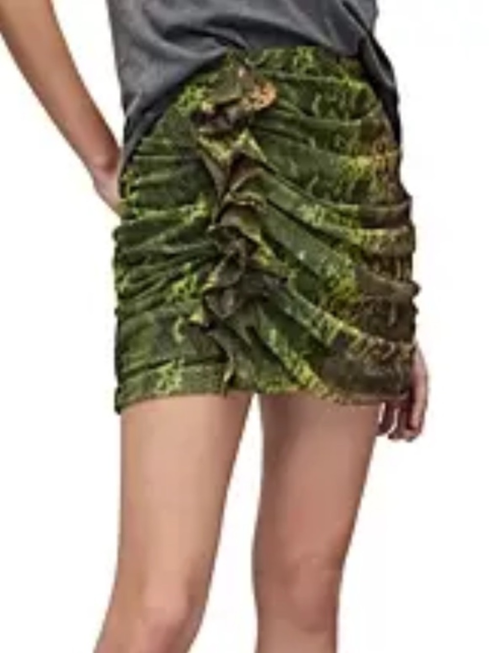 All Saints Ruched Mini Skirt Snake Skin Pattern